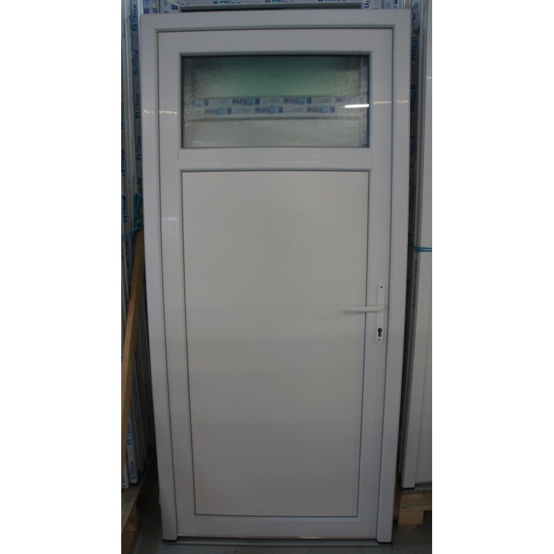 Porte de Service PVC Blanc Vitrée 208x96 cm | Fin de Chantier