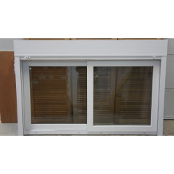 Fenêtre Coulissante PVC Blanc avec Volet Électrique | H123xL186