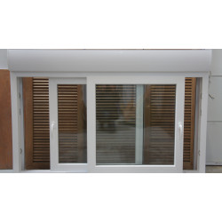 Fenêtre Coulissante PVC Blanc avec Volet Électrique | H123xL186