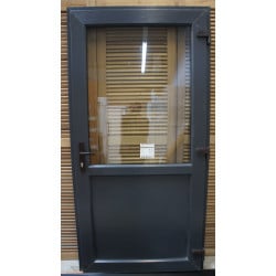 Porte Entrée PVC Anthracite Demi-Vitré H210 x L105 cm | Fin de Chantier