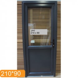 Porte PVC Anthracite Demi-Vitrée 210x90 cm | Fin de Chantier