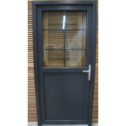Porte Entrée PVC Anthracite Demi-Vitré H208 x L96 cm | Fin de Chantier