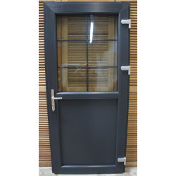 Porte Entrée PVC Anthracite Demi-Vitré H208 x L96 cm | Fin de Chantier