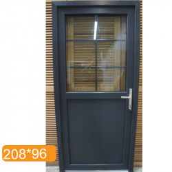 Porte Entrée PVC Anthracite Demi-Vitré H208 x L96 cm | Fin de Chantier