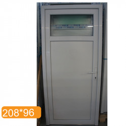 Porte de Service PVC Blanc Vitrée 208x96 cm | Fin de Chantier