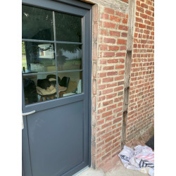 Porte Entrée PVC Anthracite Demi-Vitré H208 x L96 cm | Fin de Chantier