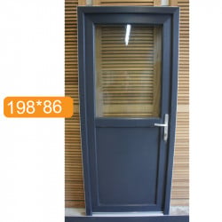 Porte d'Entrée PVC Anthracite Demi-Vitrée 198x86 cm | Fin de Chantier