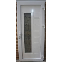 Porte d'Entrée PVC Blanche Vitrée H218 x L96 cm MTU055 | Fin de Chantier