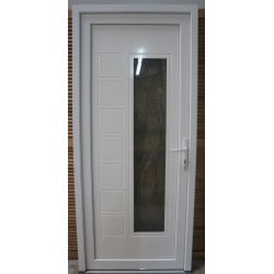 Porte d'Entrée PVC Blanche Vitrée H218 x L96 cm MTU055 | Fin de Chantier