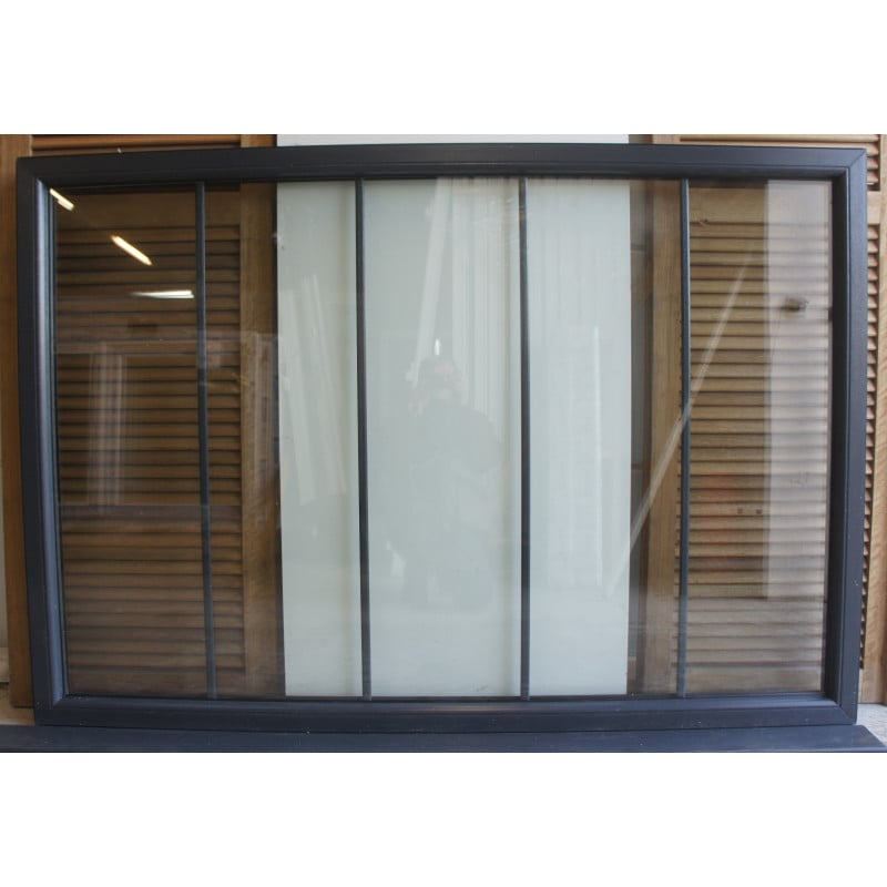 Châssis Fixe PVC Anthracite Style Verrière 5 Carreaux