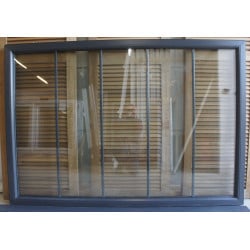 Châssis Fixe PVC Anthracite Style Verrière 5 Carreaux