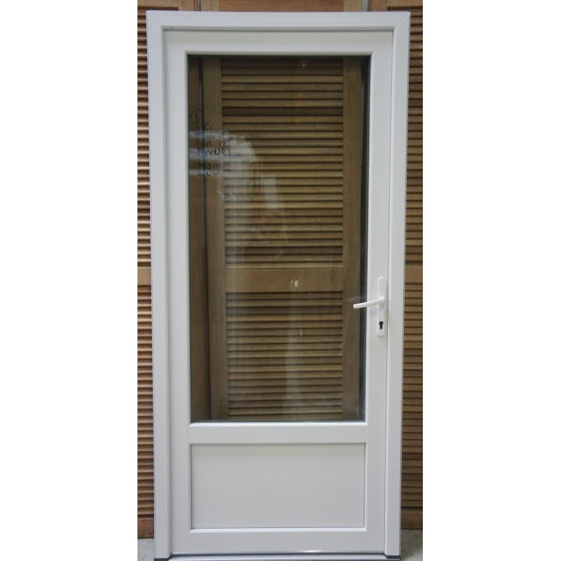 Porte PVC Blanc 208x86 cm Double Vitrage - TU009