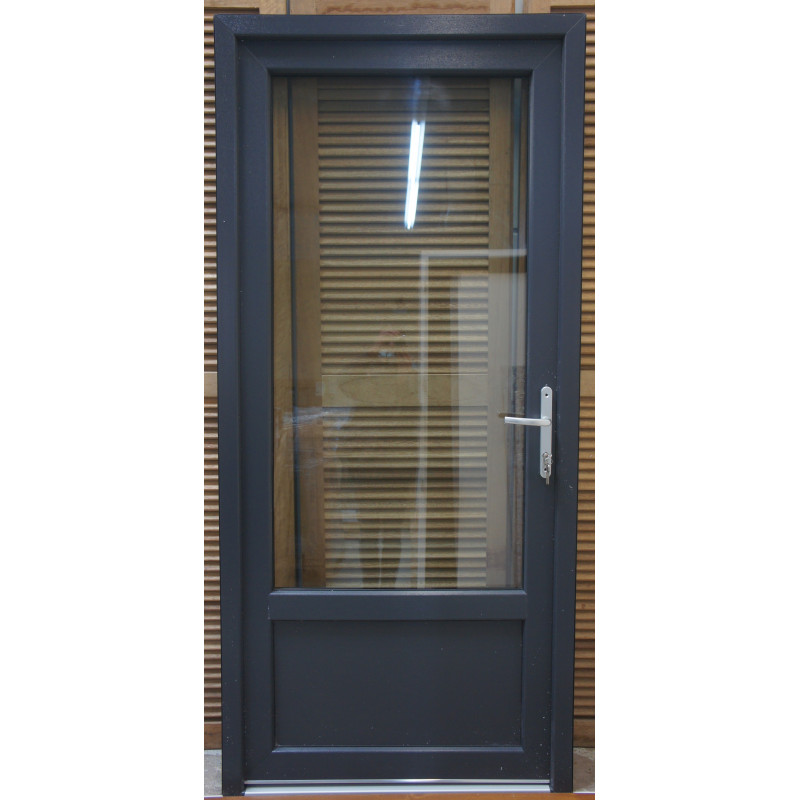 Porte Entrée PVC Anthracite 3/4 Vitrée H208 x L96 cm | Fin de Chantier