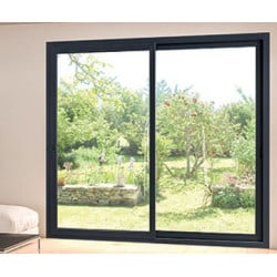 Baie vitrée coulissante pvc anthracite | fin de chantier