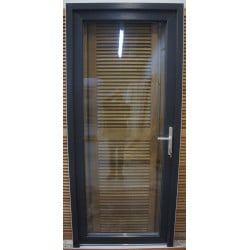 Porte PVC Blanc et Anthracite Toute Vitrée H218xL96 | Fin de Chantier