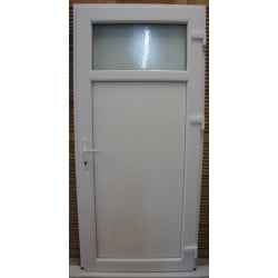 Porte de Service PVC Blanc Vitrée 208x96 cm | Fin de Chantier