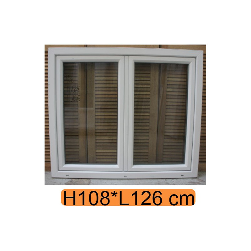 Fenêtre PVC Blanc H108 x L126 cm | 2 Vantaux Oscillo-Battant