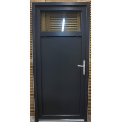 Porte de Service PVC Anthracite/Blanc 208x96 cm | Fin de Chantier