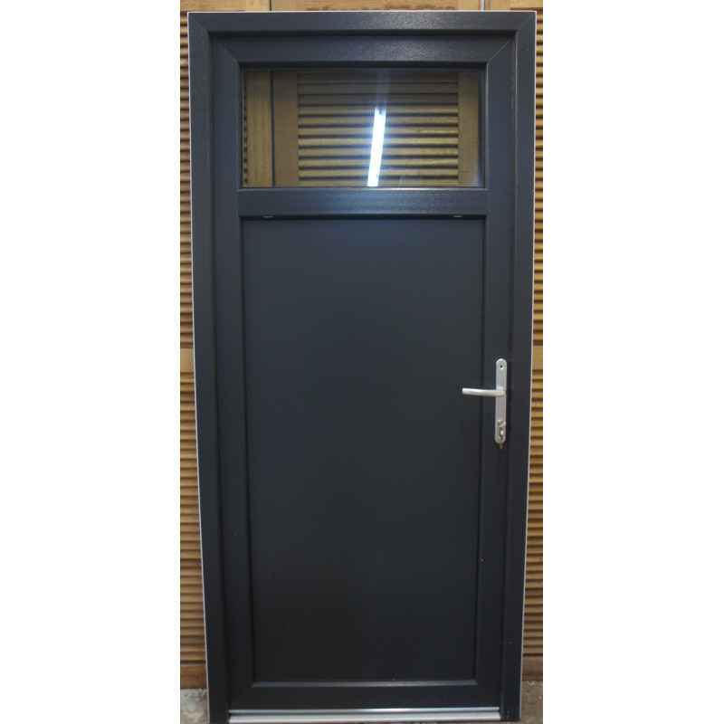 Porte de Service PVC Anthracite/Blanc 208x96 cm | Fin de Chantier