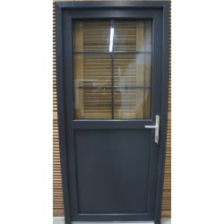 Porte d'Entrée PVC Anthracite Demi-Vitrée H198xL86 | MTU725
