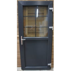 Porte d'Entrée PVC Anthracite Demi-Vitrée H198xL86 | MTU725