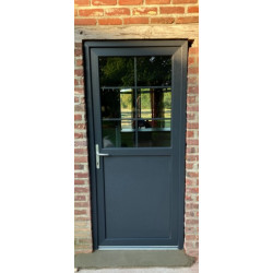 Porte d'Entrée PVC Anthracite Demi-Vitrée H198xL86 | MTU725