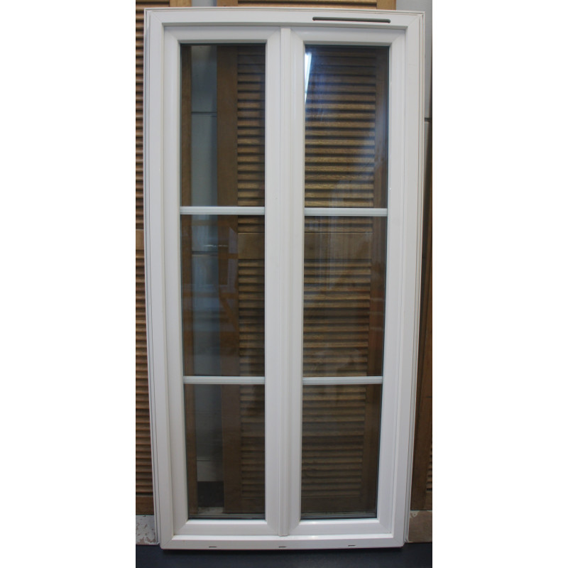 Fenêtre PVC Blanc avec Croisillons H183 x L87 cm | 2 Vantaux