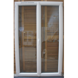 Porte-Fenêtre PVC Blanc H206 x L129 cm | 2 Vantaux Oscillo-Battant