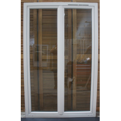 Porte-Fenêtre PVC Blanc H206 x L129 cm | 2 Vantaux Oscillo-Battant