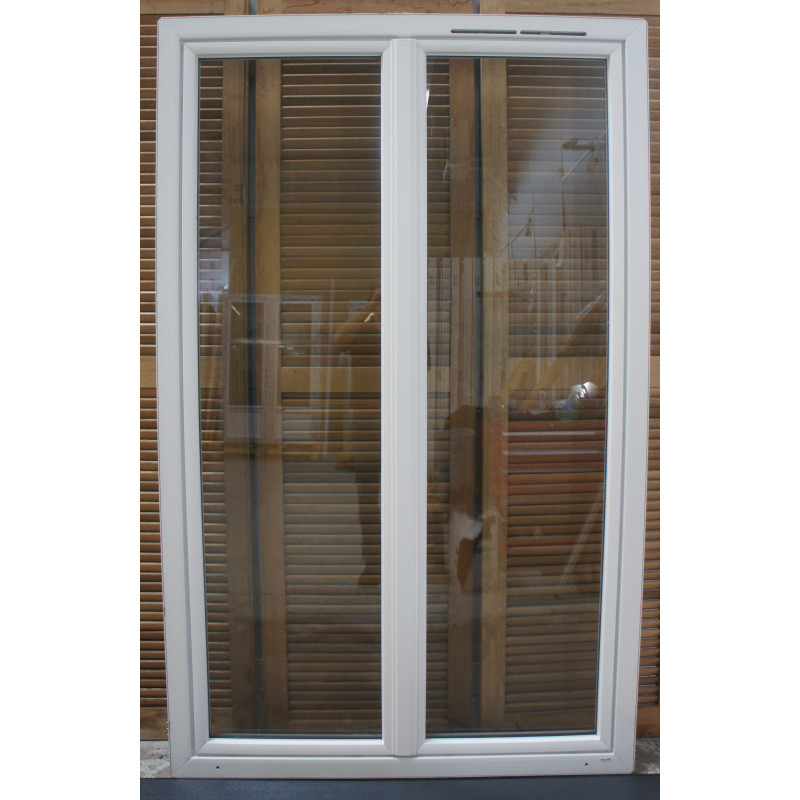 Porte-Fenêtre PVC Blanc H206 x L129 cm | 2 Vantaux Oscillo-Battant
