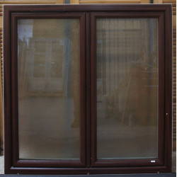 Fenêtre PVC Acajou & Blanc H126xL125 cm | Vitres Opaques