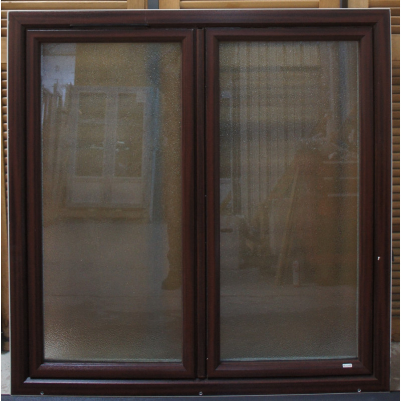 Fenêtre PVC Acajou & Blanc H126xL125 cm | Vitres Opaques