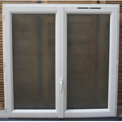 Fenêtre PVC Acajou & Blanc H126xL125 cm | Vitres Opaques