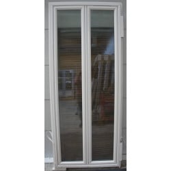 Porte-Fenêtre PVC Blanc 2 Vantaux H230xL95 cm | Applique & Tunnel