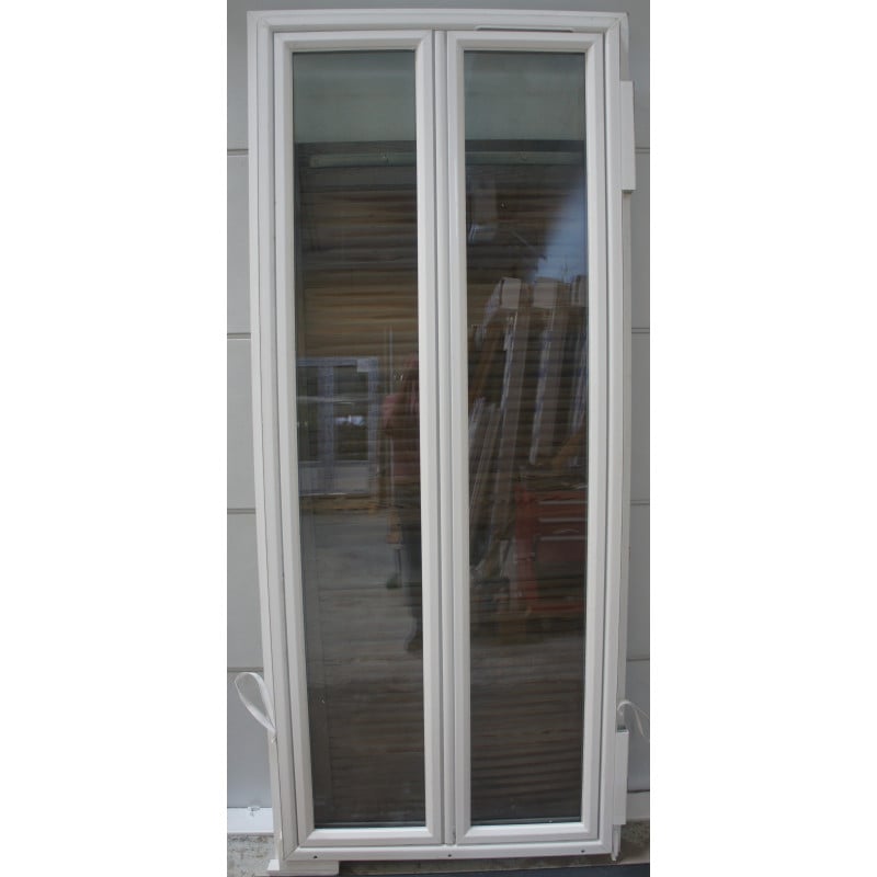 Porte-Fenêtre PVC Blanc 2 Vantaux H230xL95 cm | Applique & Tunnel