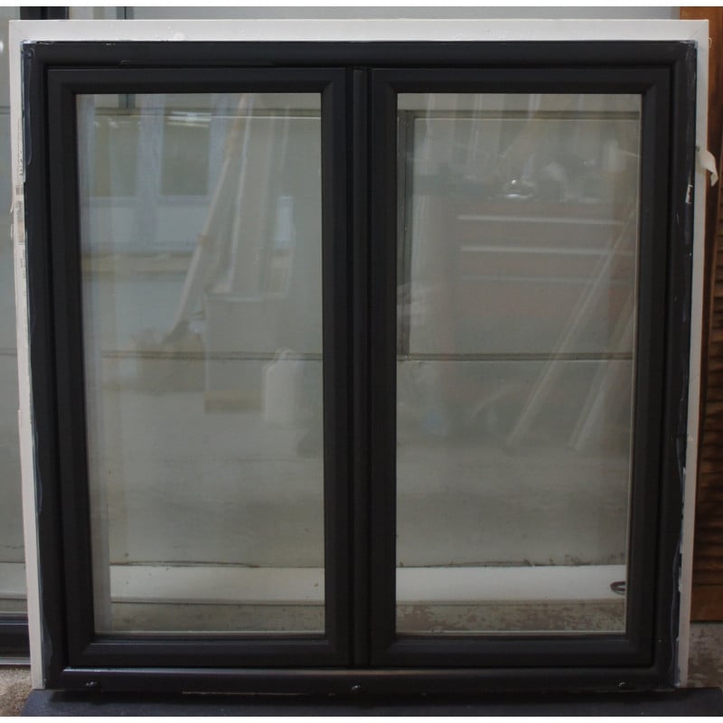 Fenêtre PVC Blanc/Noir 2 Vantaux H116 x L114 cm - LKB013