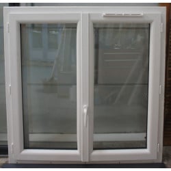 Fenêtre PVC Blanc/Noir 2 Vantaux H116 x L114 cm - LKB013