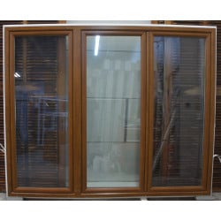 Fenêtre PVC Chêne Doré & Blanc H172 x L211 cm | Fin de Chantier