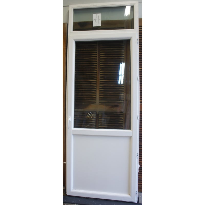 Porte-Fenêtre PVC Blanc avec Imposte H254xL92 cm | Réf LKB097
