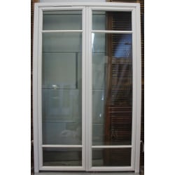porte fenêtre pvc blanc 2 vantaux,   double vitrage 24mm, vitres claires,  dimensions châssis hors tout H217 X L134CM,  croisill