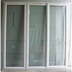 Porte-Fenêtre PVC Chêne Doré H236xL232 cm 3 Vantaux | Réf LKC027