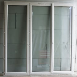 Porte-Fenêtre PVC Chêne Doré H236xL232 cm 3 Vantaux | Réf LKC027