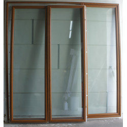 Porte-Fenêtre PVC Chêne Doré H236xL232 cm 3 Vantaux | Réf LKC027
