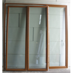 Porte-Fenêtre PVC Chêne Doré H236xL232 cm 3 Vantaux | Réf LKC027