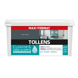 Peinture Cuisine & Salle de Bain Gris Titane Satin 2,5L Tollens