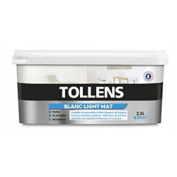 Peinture Blanc Light Mat 2,5L Murs & Boiseries - Tollens