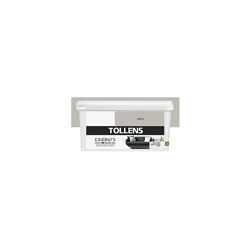 Peinture Trench Satin 5L Murs & Boiseries - Tollens