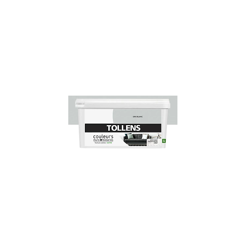 Peinture Gris-Blanc Satin 5L Tollens — Murs & Boiseries