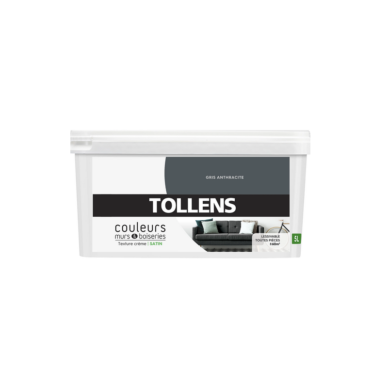 Peinture Anthracite Satin 5L Tollens — Murs & Boiseries