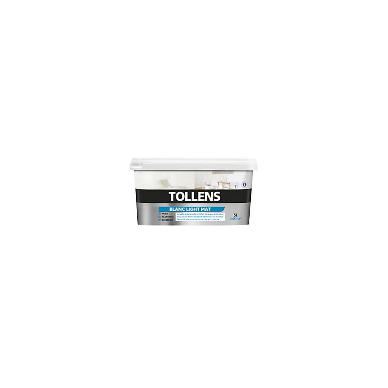 Peinture monocouche blanc mat 5L TOLLENS Peinture monocouche blanc mat 5L TOLLENS